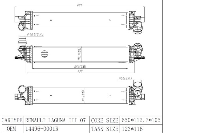 TURBO RADYATÖRÜ  RENAULT LAGUNA 2.0 DIZEL M9R 2008>